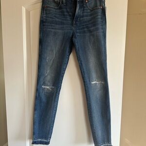 Madewell Blue Skinny Jeans with Distressed Details